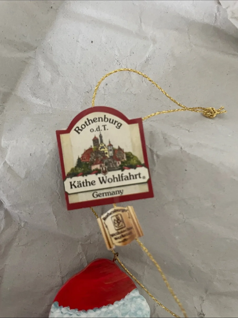 Käthe Wohlfahrt Red Santa 'Frohes Fest' Hanging Ornament